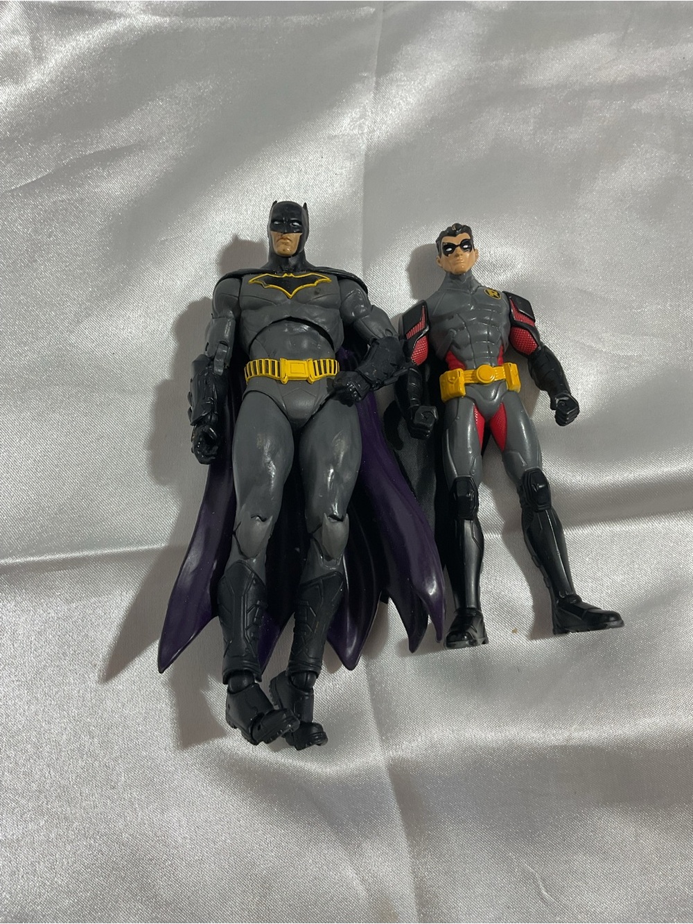 Batman & Robin Gray Action Figures with Yellow Accents